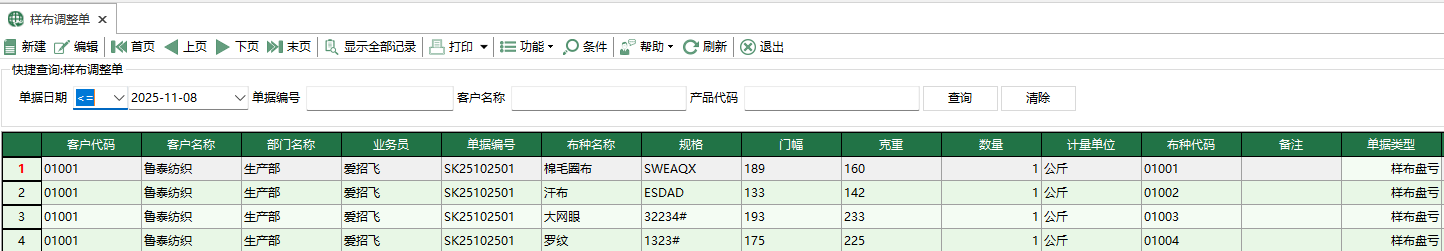 圖1 樣布調整單