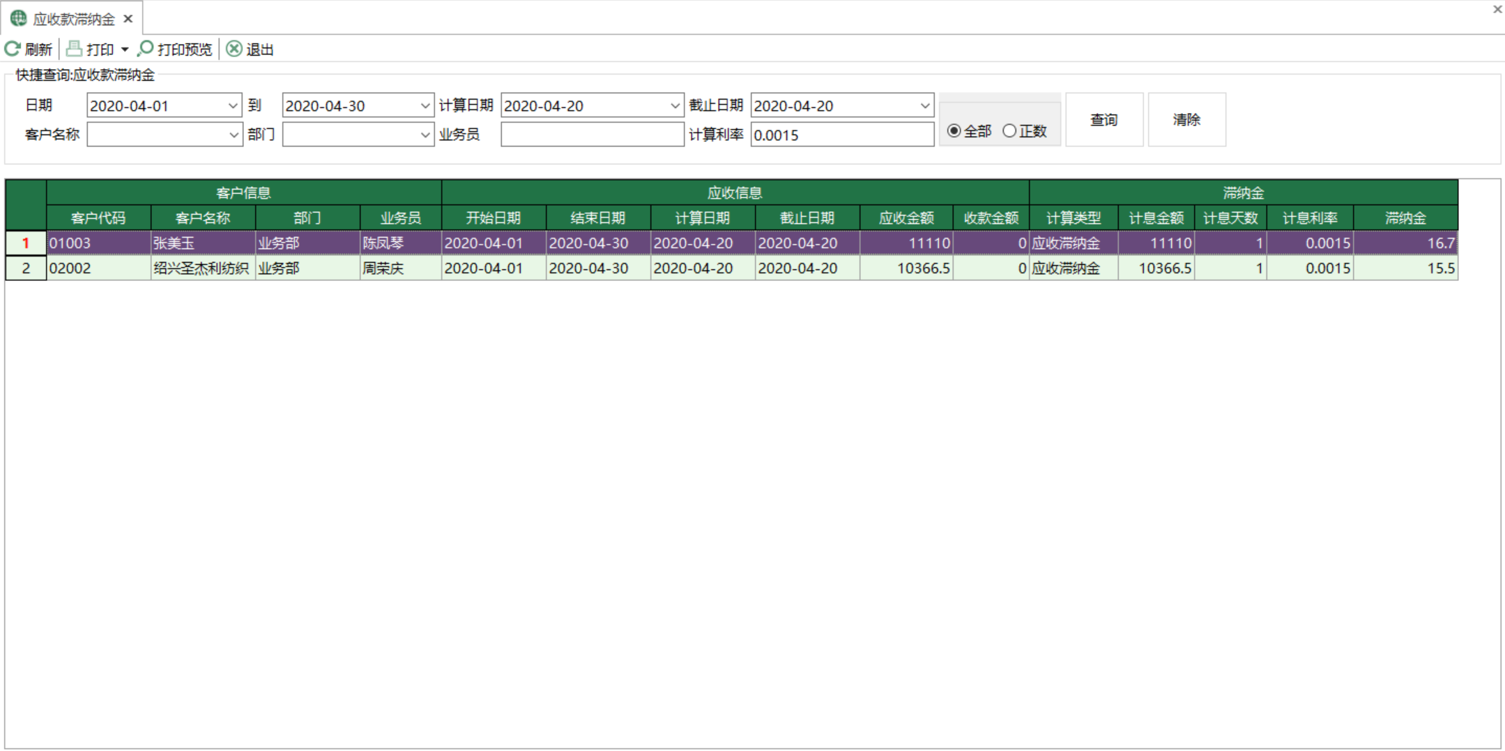 圖1 應收款滯納金 模組界面