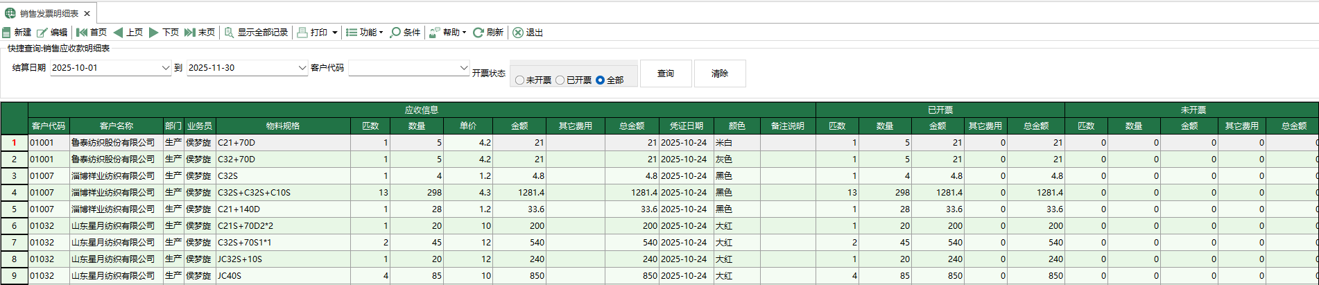 圖1 銷售發票明細表