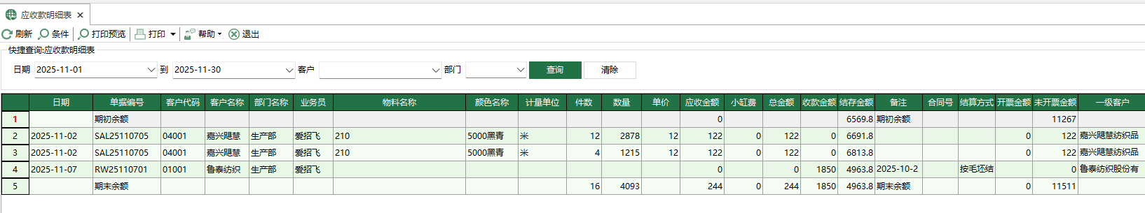 圖1 應收款明細表