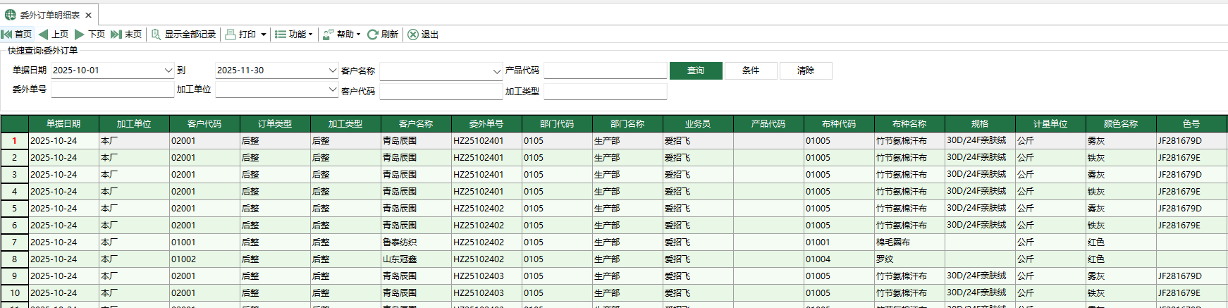 圖1 委外訂單明細表
