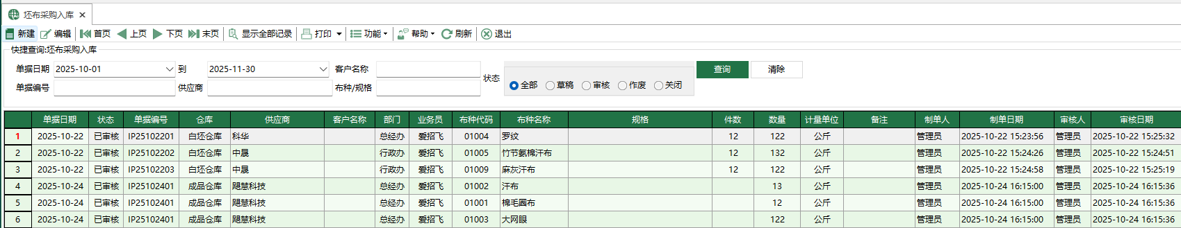 圖1 坯布採購入庫