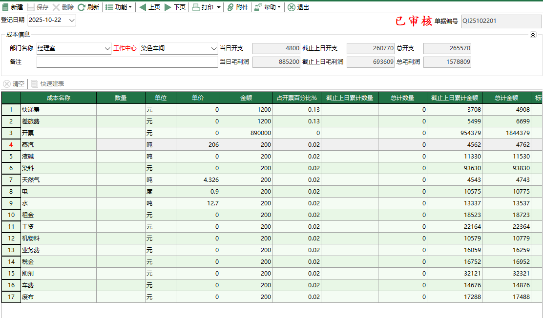 圖1 成本登記編輯