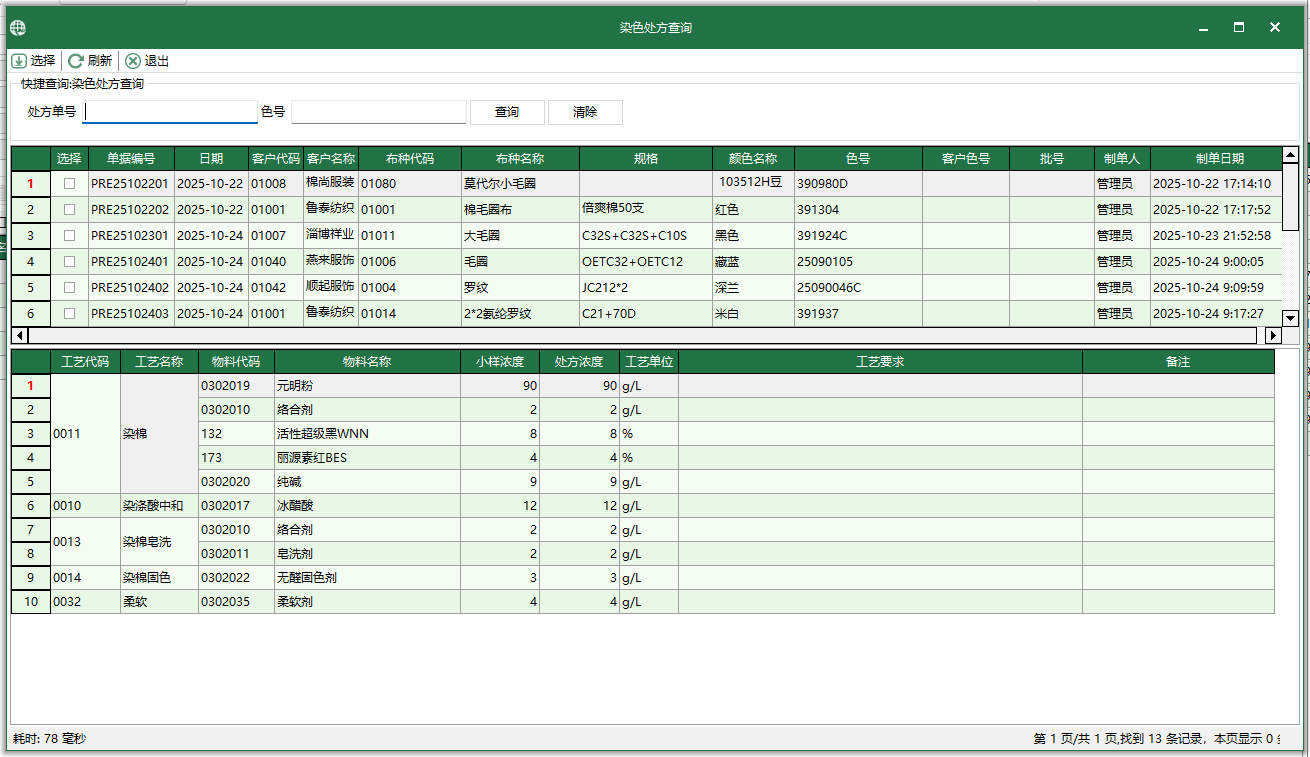 圖3 染色處方查詢