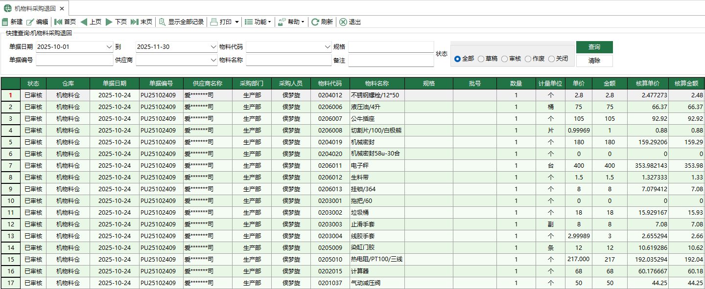 圖1 機物料採購退回