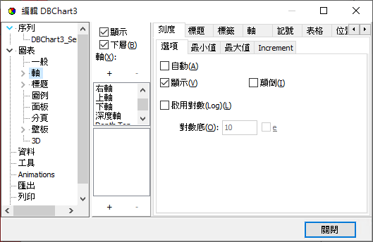 圖-22  編輯按鈕下的功能選項-圖表-軸