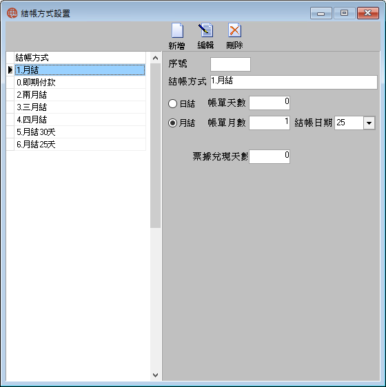 圖-1 結帳方式設置